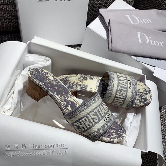 DIOR女鞋 迪奧2021專櫃新款磨砂新大底涼拖 Dior一字型刺繡平拖  naq1509